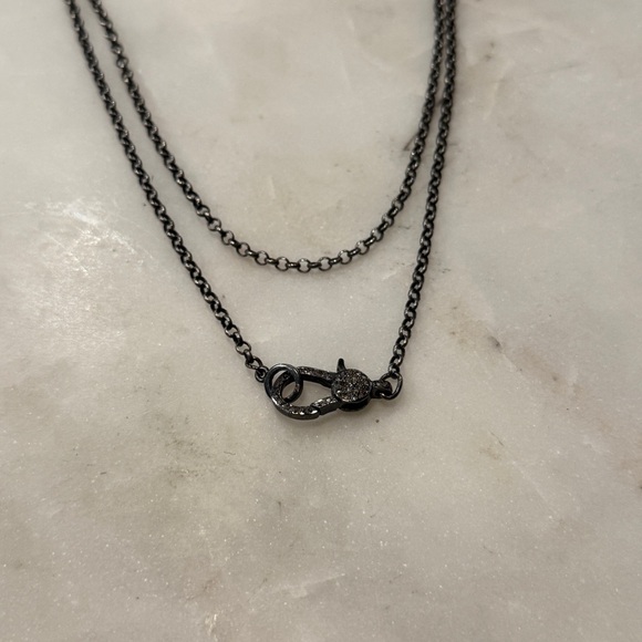 Pavé Diamond & Gunmetal Cross Necklace - Picture 6 of 12